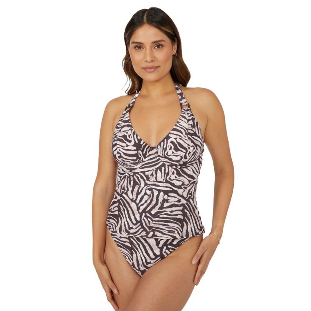 Gorgeous Womens/Ladies Zebra Print Non-Padded Tankini Top / Brown/Pink